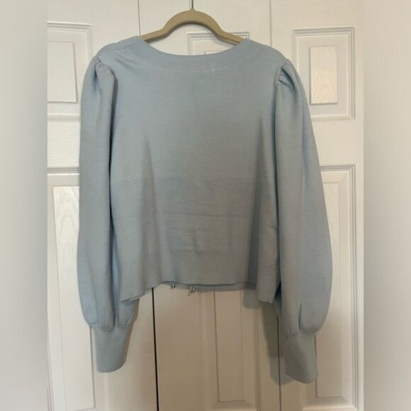 NWT Express v-neck embellished bow cardigan, chill blue, size xl - Picture 7 of 8